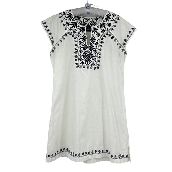 Madison Matthews Floral Embroidered Cap Sleeve Shift Cotton Dress Size Medium - Picture 2 of 10